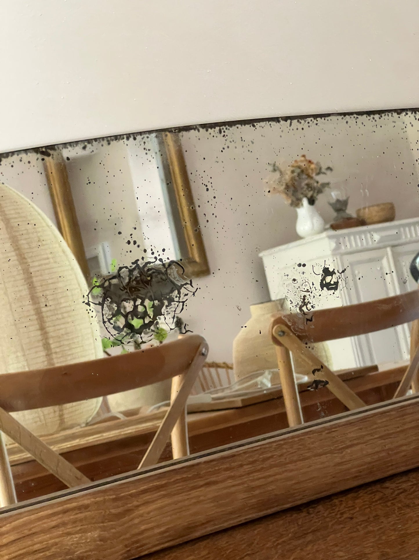 Miroir horizontal art déco, en chêne, horizontal, à poser sur un meuble ou à fixer dans une entrée par exemple.