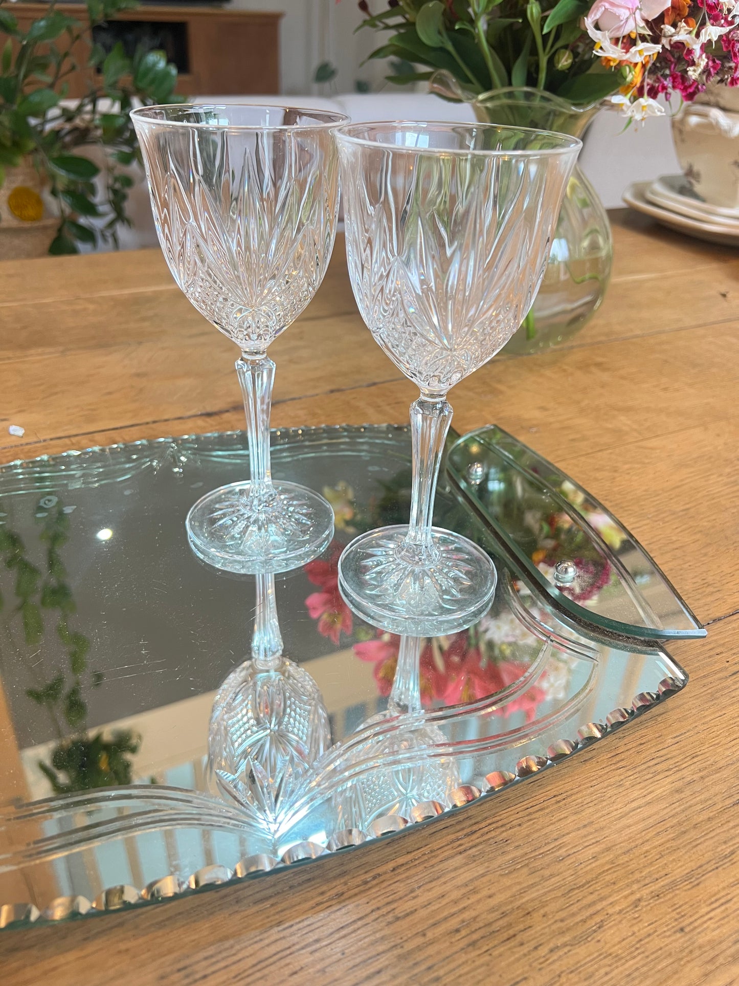 6 verres à vin en cristal, parfait