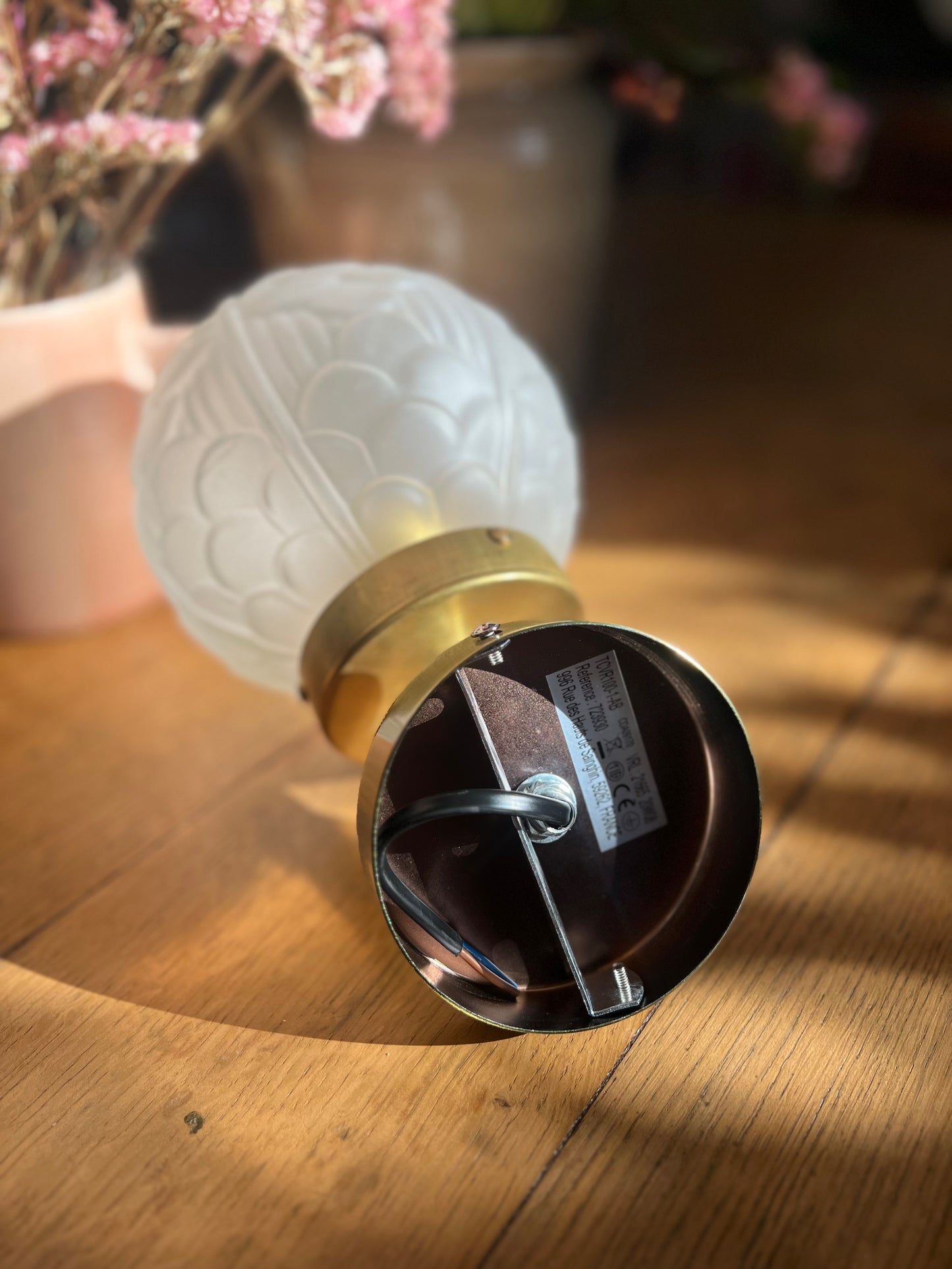 Applique orientable avec globe art déco, douille e27, création unique, électricité neuve.