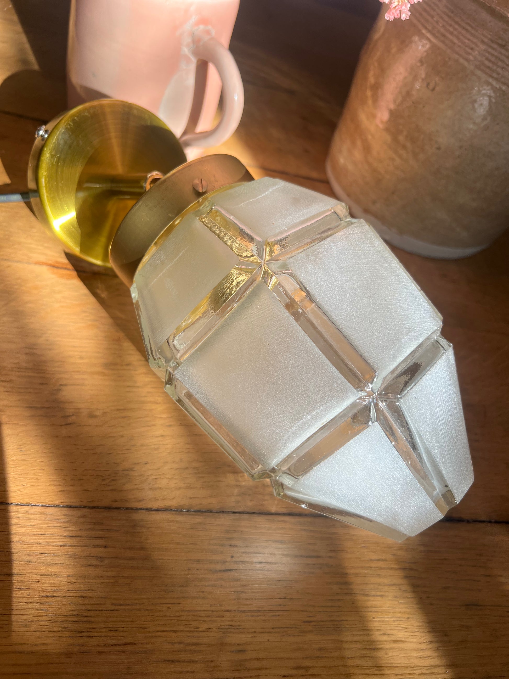 Applique orientable avec globe art déco, douille e27, création unique, électricité neuve.