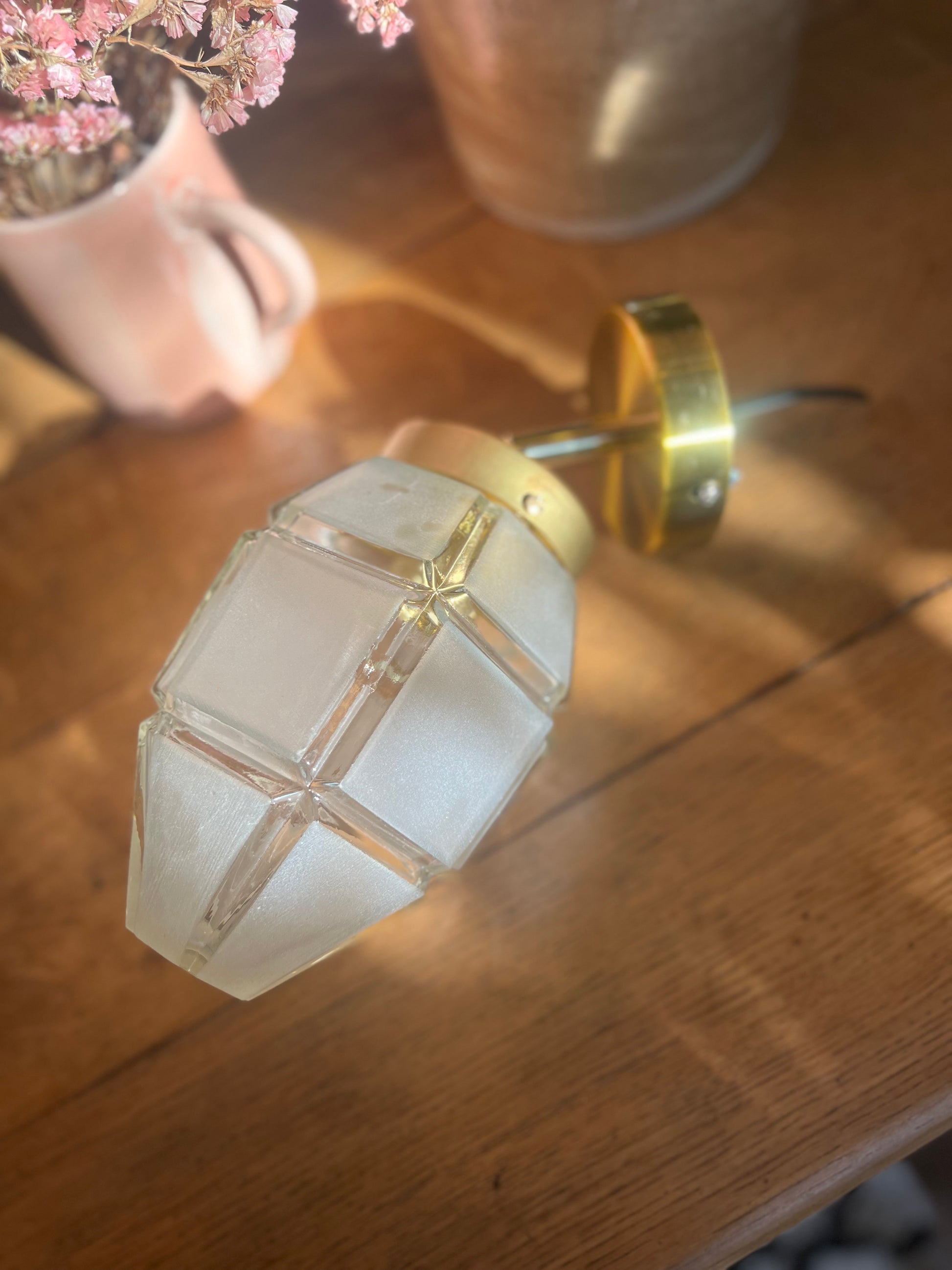 Applique orientable avec globe art déco, douille e27, création unique, électricité neuve.