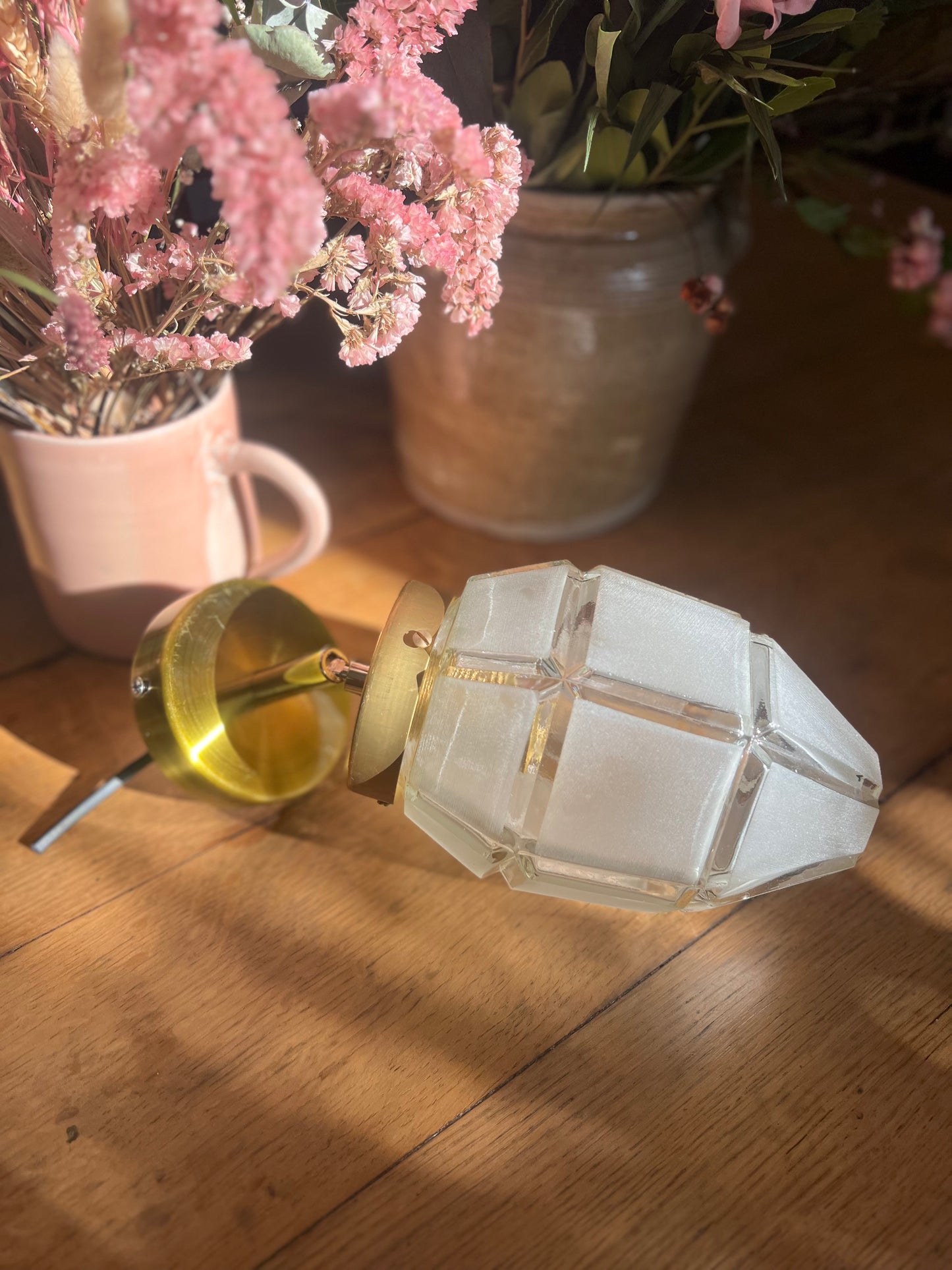 Applique orientable avec globe art déco, douille e27, création unique, électricité neuve.