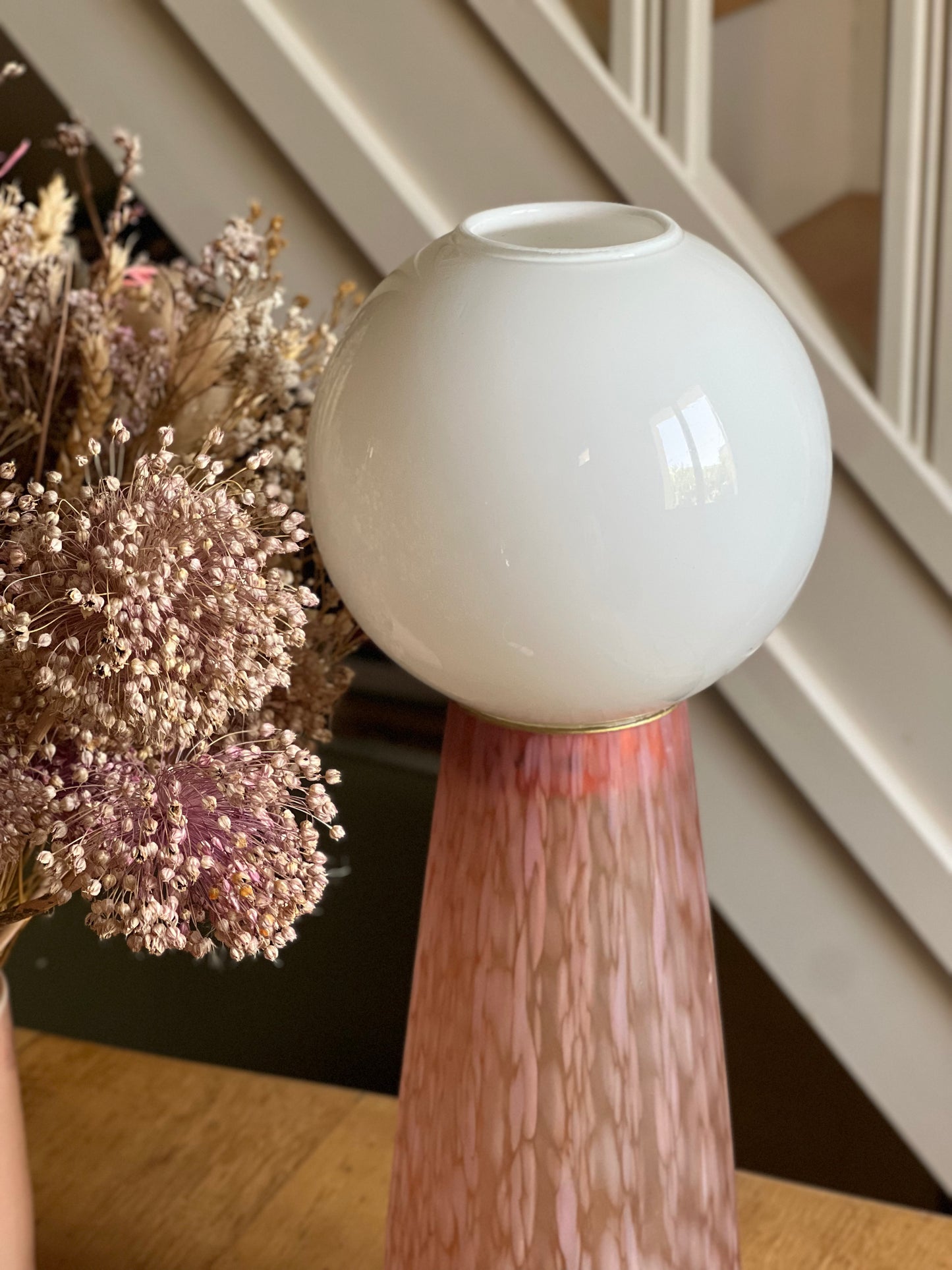 Lampe à poser, globes chinés, système électrique neuf.