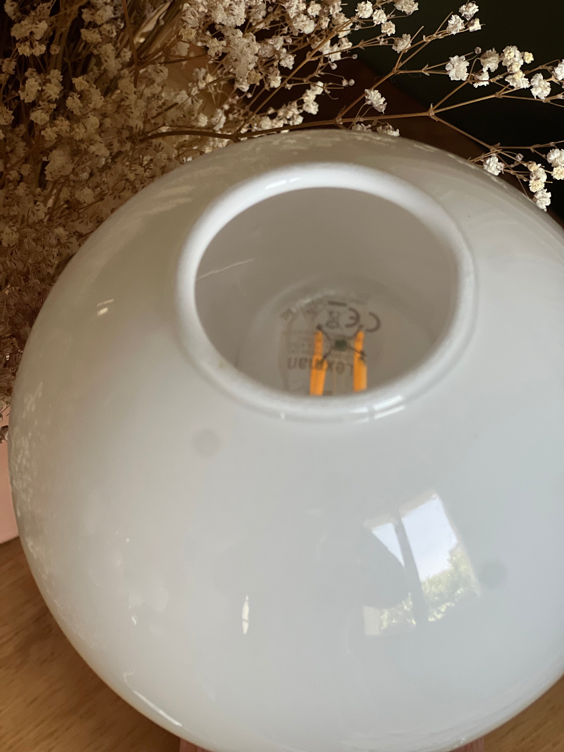 Lampe à poser, globes chinés, système électrique neuf.