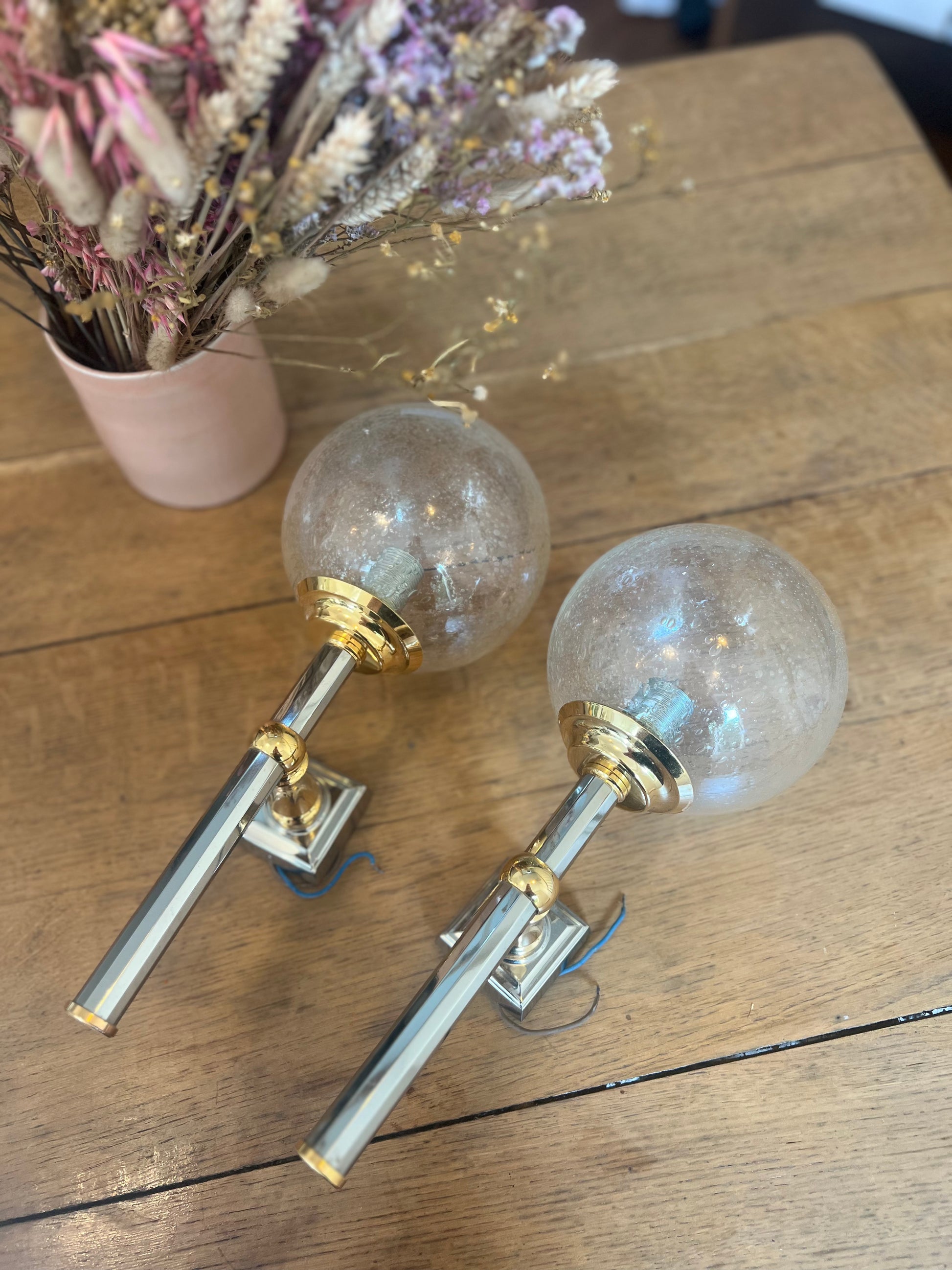 Paire d'appliques chromée, douille e14.