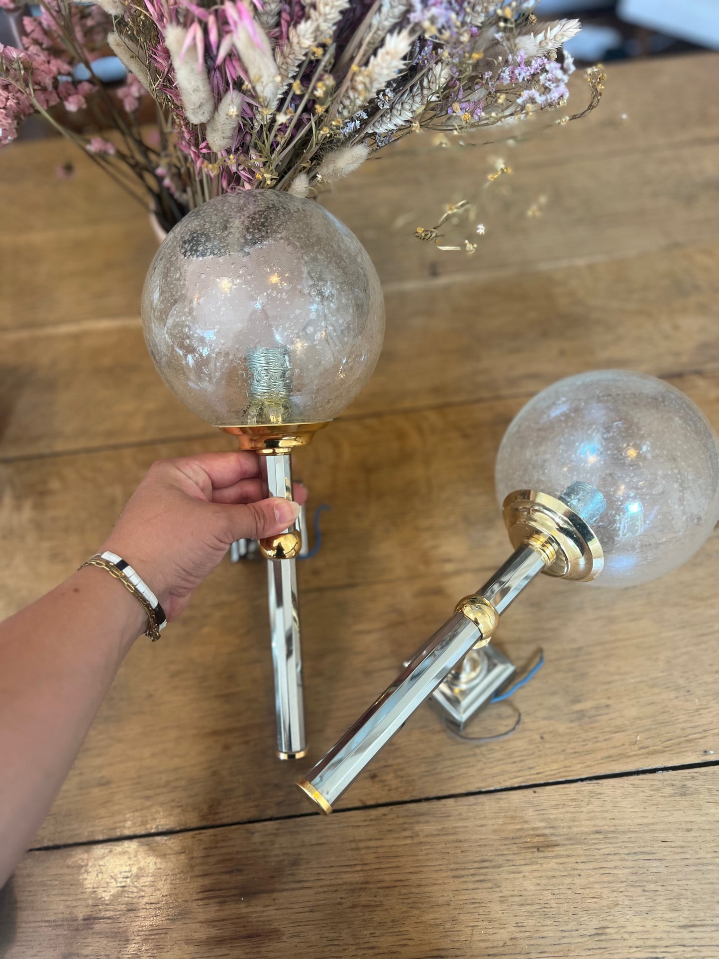 Paire d'appliques chromée, douille e14.