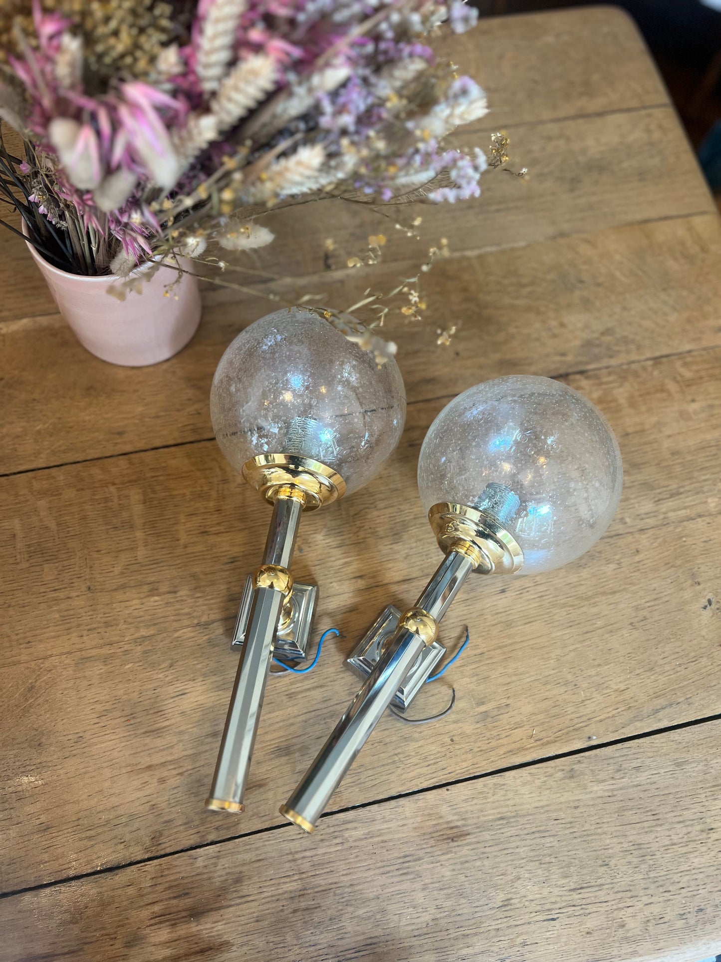 Paire d'appliques chromée, douille e14.